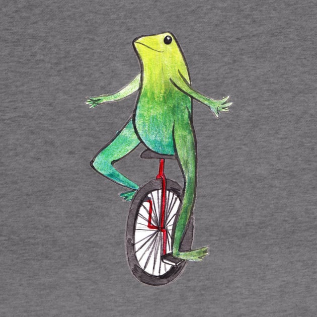 Dat Boi Watercolor Unicycle Frog by saradaboru